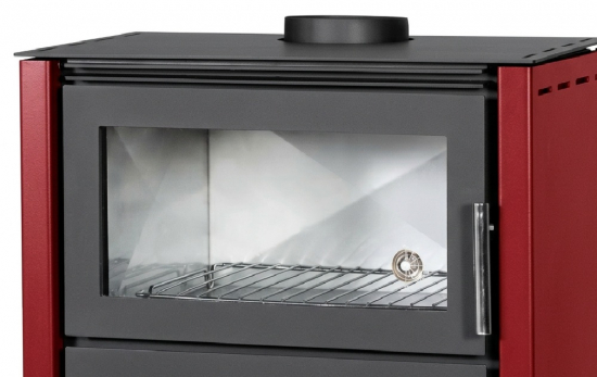 EEK A+ Kaminofen Victoria Regina F Rot mit Backfach + ext. Zuluft - 8,7 kW